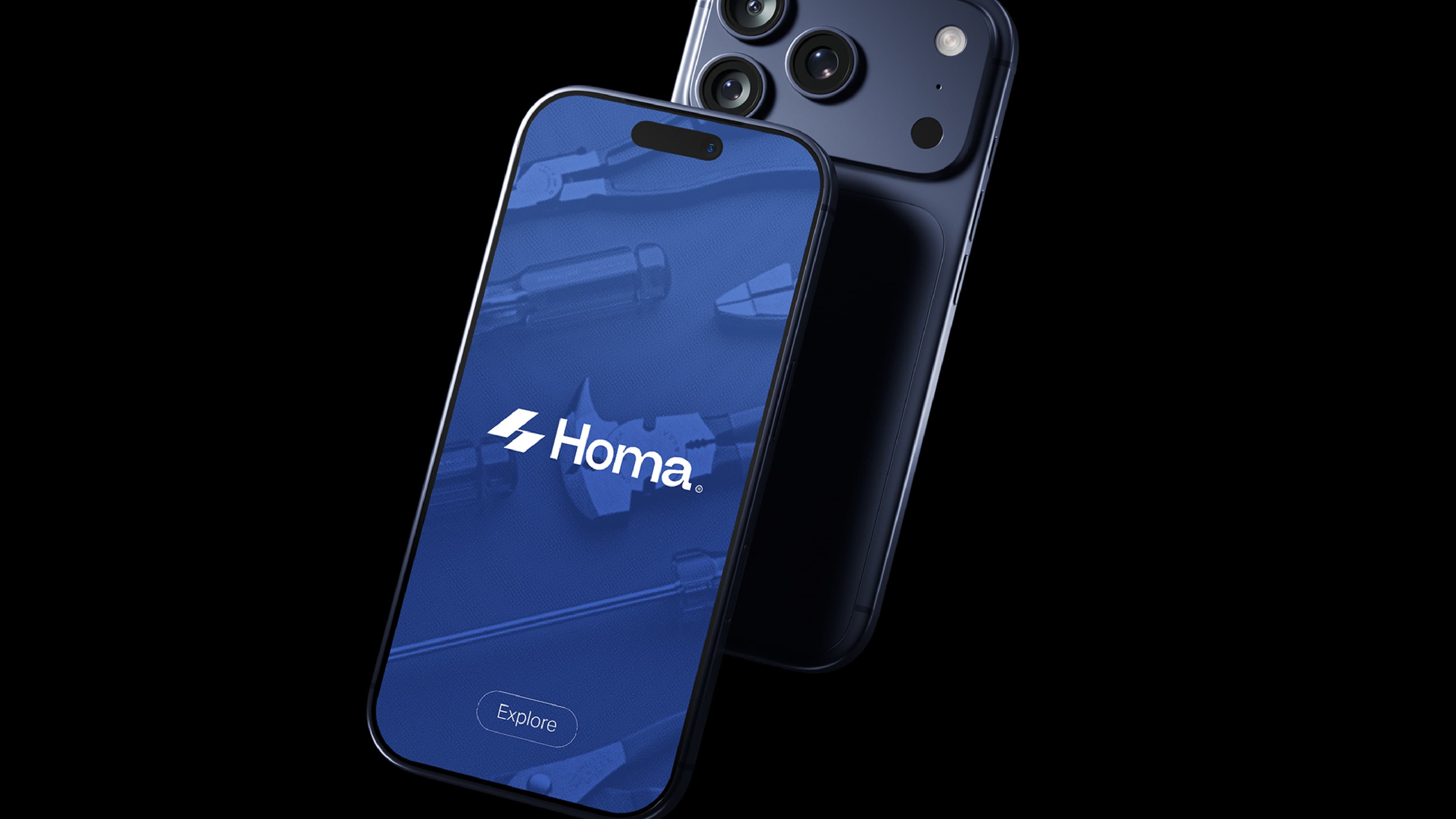 Homa logo on a phone screen