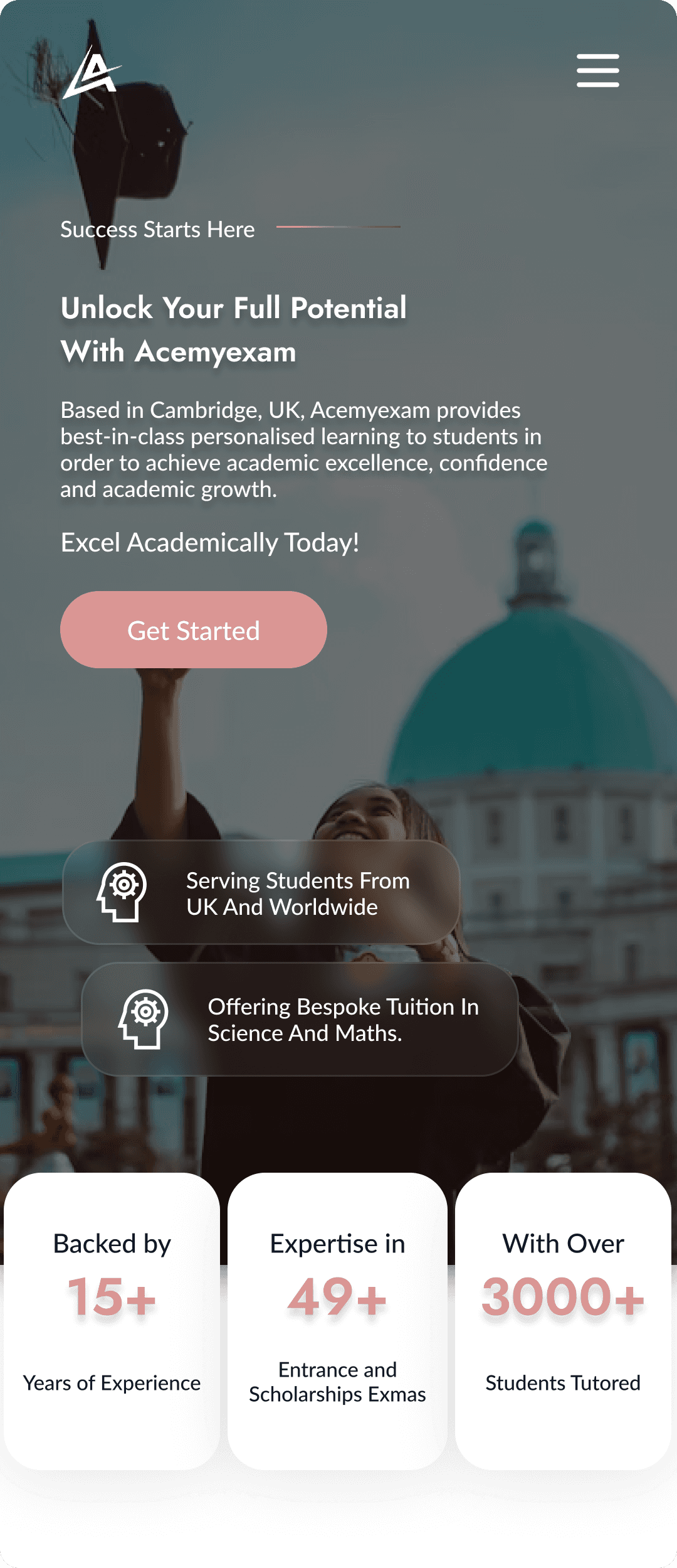Ace My Exam mobile home screen