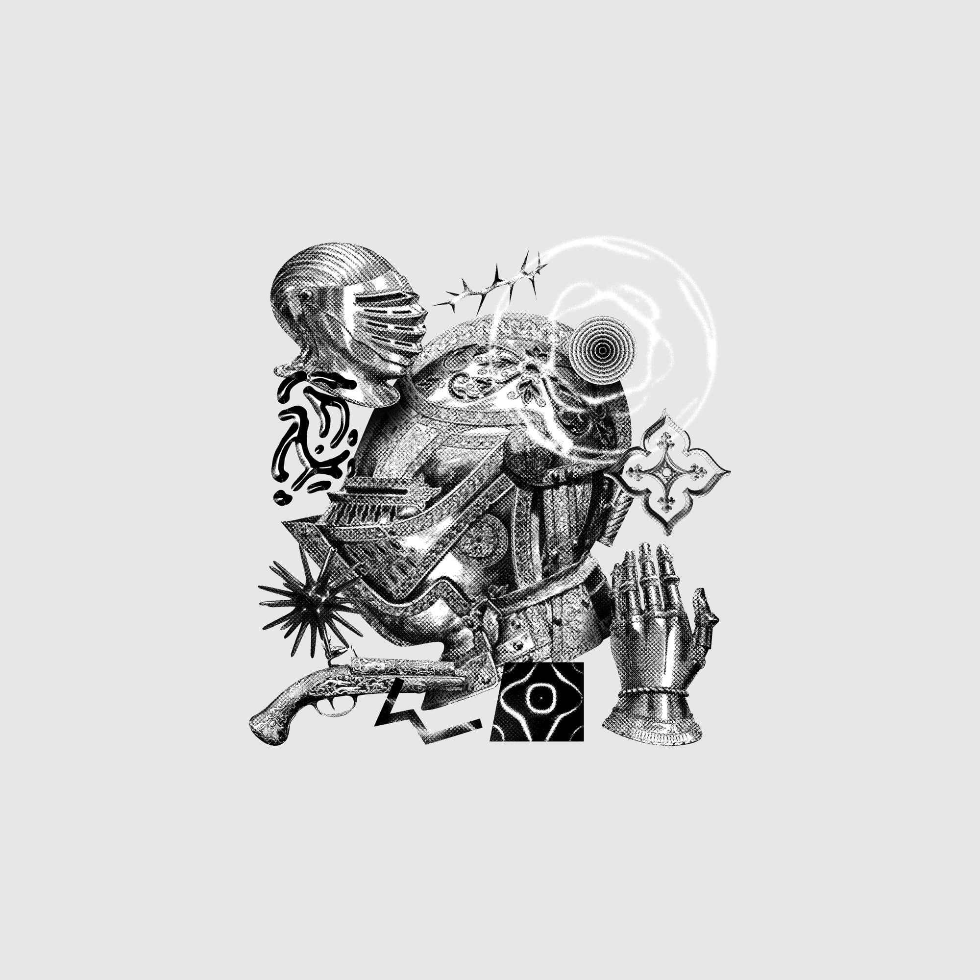 Alt Row engraved knight collage graphic