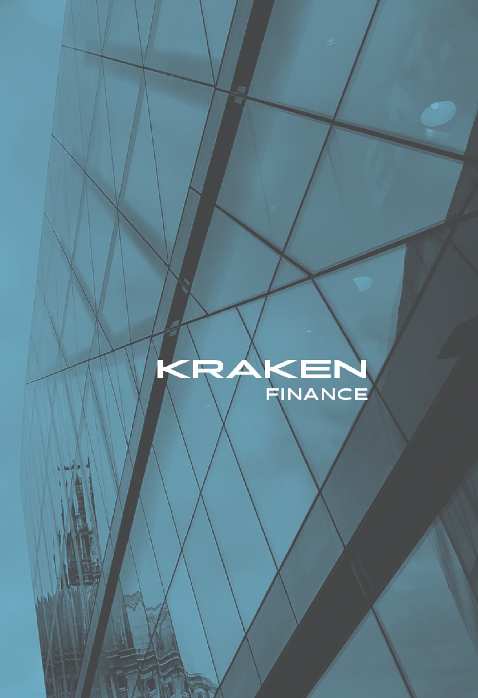 Kraken Finance wordmark over a glass office facade