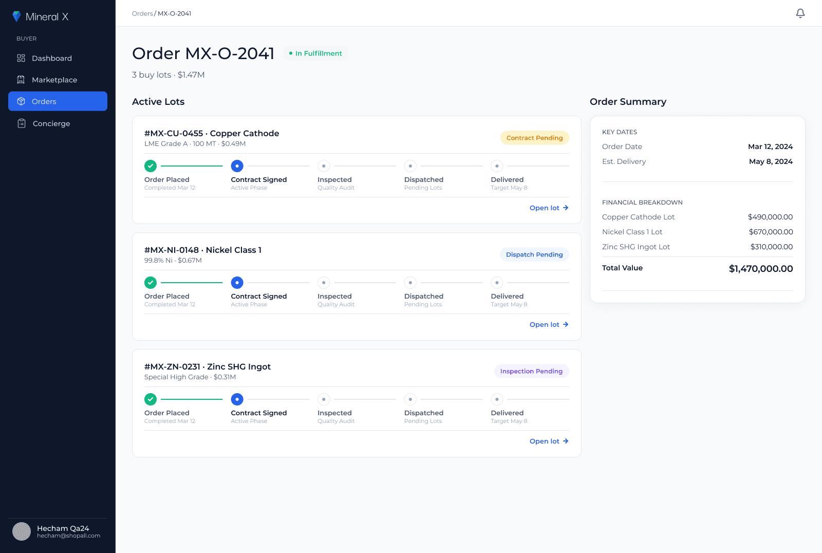 Connected Orders screens
